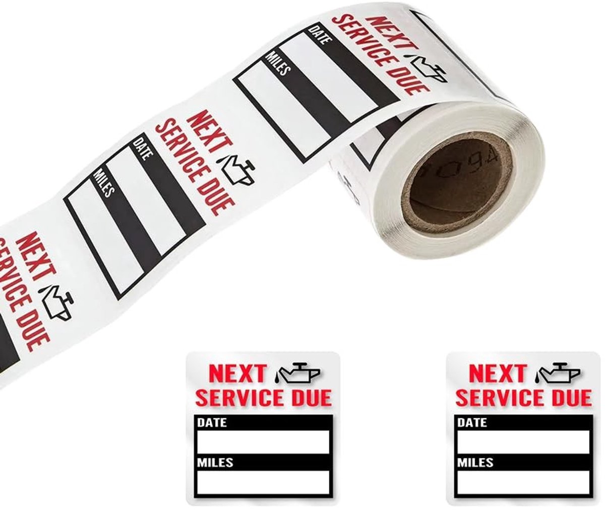 Dailygoods - Dailygoody - Olieverversingsstickers - Herinnering stickers - Zelfklevend en eenvoudig te verwijderen - Zwart - Auto stickers - 100 stuks - Geschikt v..