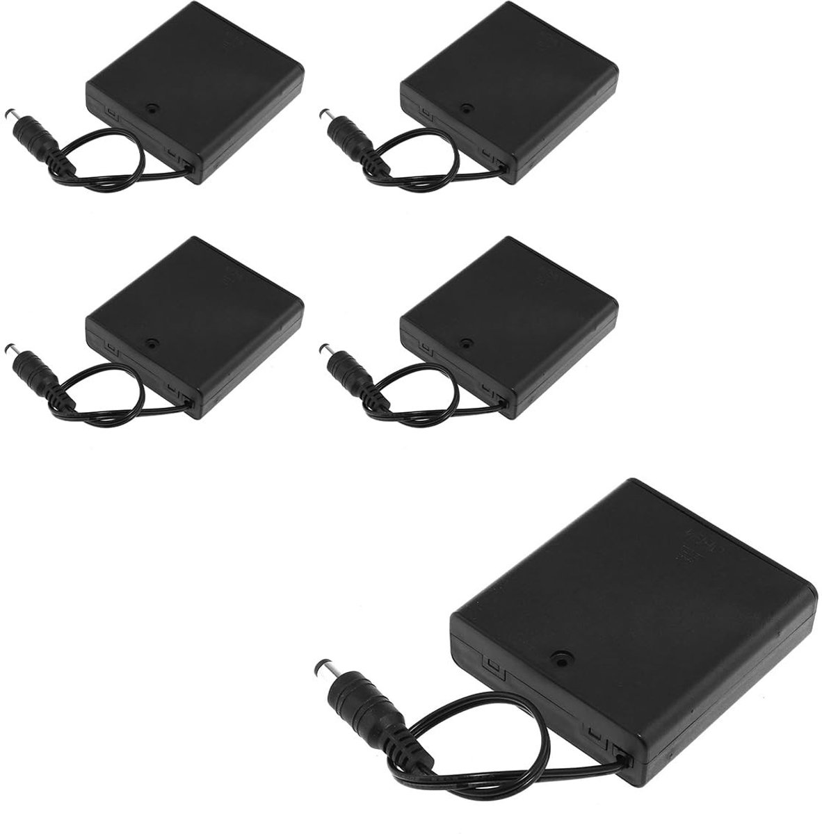 Dailygoods - 5-Pack DC Mannelijke Connector met 4x1,5V Batterijhouder en Schakelaar
