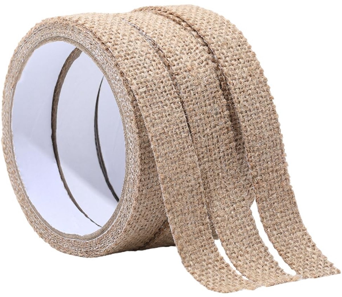 Dailygoods - Dailygoody - Jute Tape - Decoratief Ribbons - Zelfklevend - Creatief Knutselen - Knutselaccessoires - 3 Rollen - 2 cm Breed