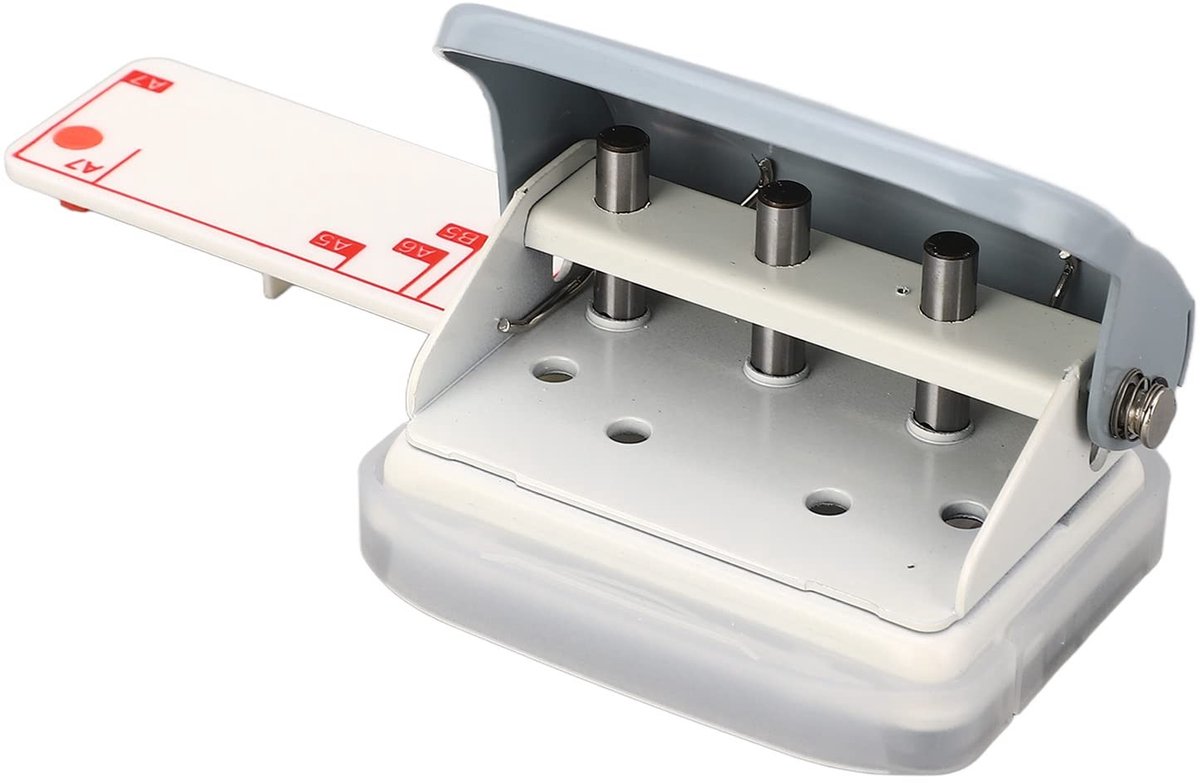 Dailygoods - Dailygoody - Metalen Perforator voor 5 Vellen - 3-Gats Handmatig met Verstelbare Gaten en Ruler