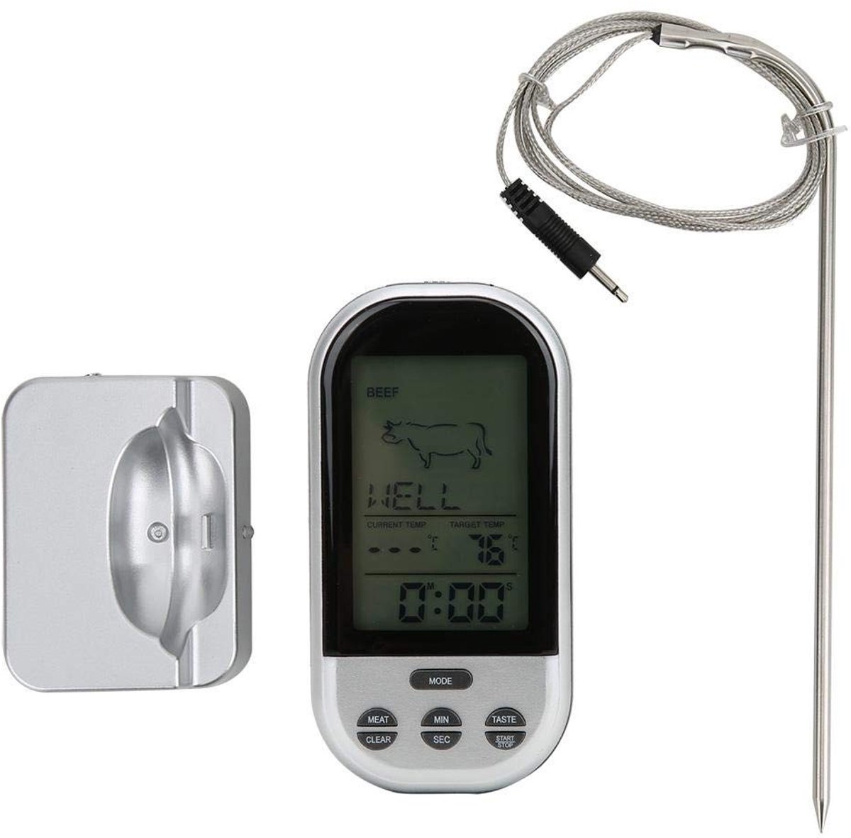 Dailygoods - Dailygoody - Draadloze BBQ-thermometer - Voedselthermometer - Praktische timingfunctie - Keukenaccessoires - Koken van vlees - Ideaal voor barbec