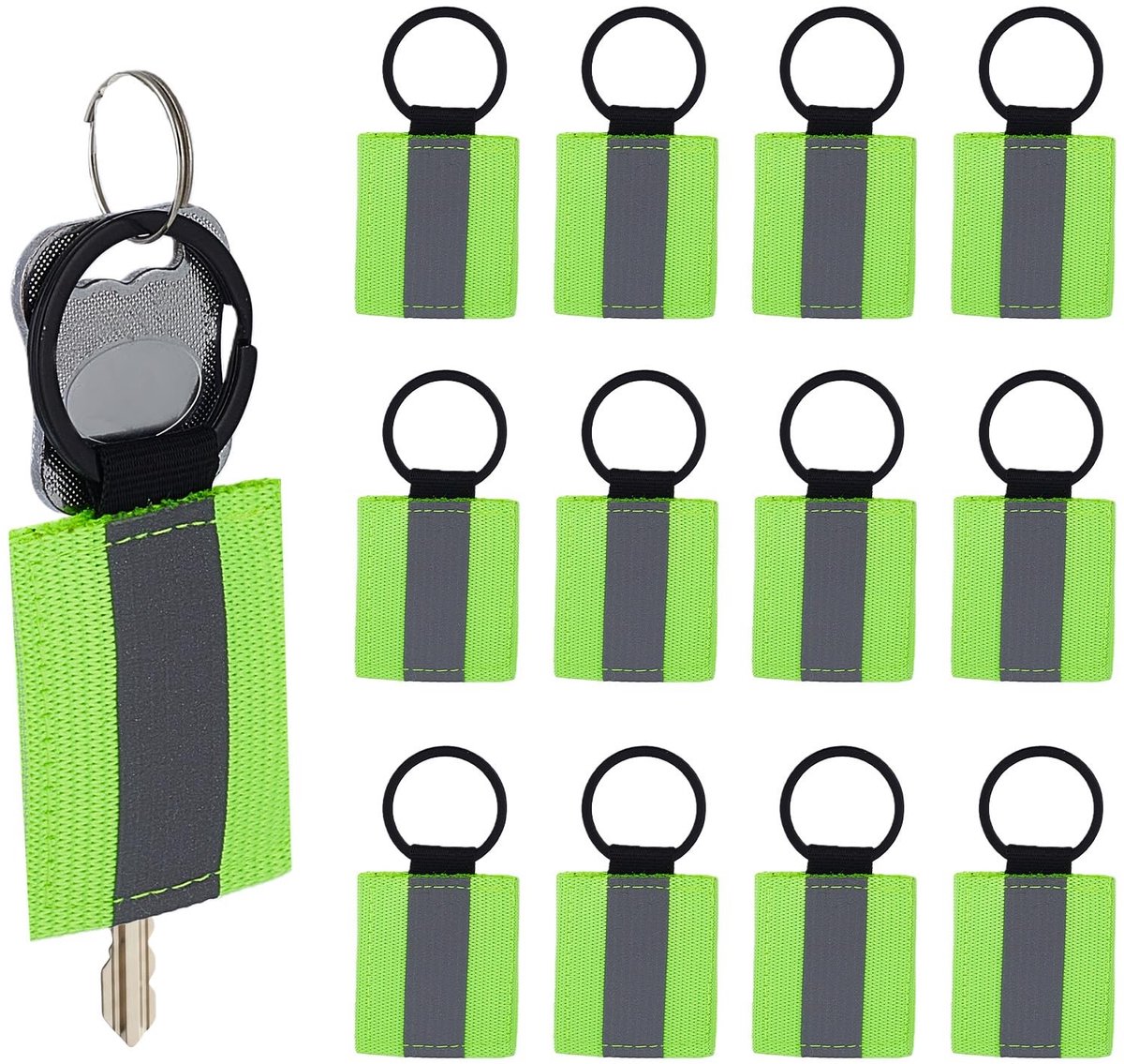 Dailygoods - 12 Stuks Reflecterende Sleutelhanger Labels voor Decoratie