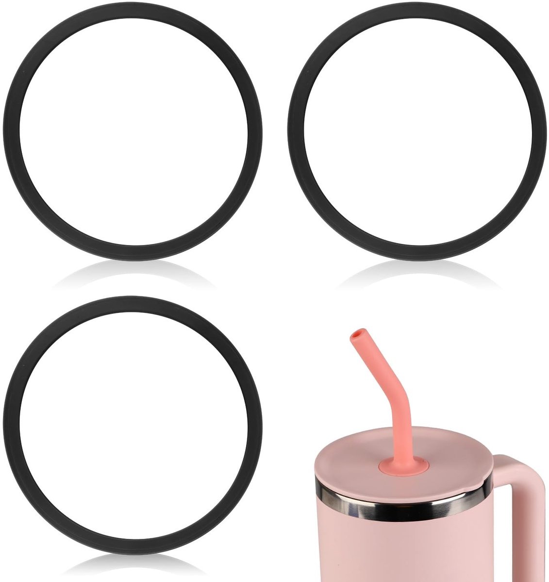 Dailygoods - Dailygoody - Waterfles Afdichtingsring - Vervangende Pakking - Zwart - Siliconen - Geschikt voor Hydro Flask - 3 Stuks