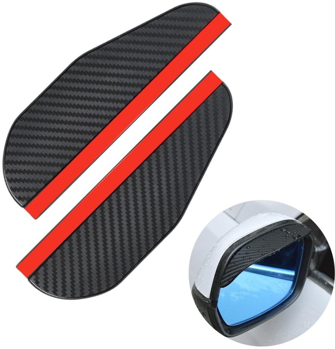 Dailygoods - Dailygoody - Riloer 2pcs Car Rain Eyebrows - PVC Carbon Fiber Achteruitkijkspiegel Bescherming