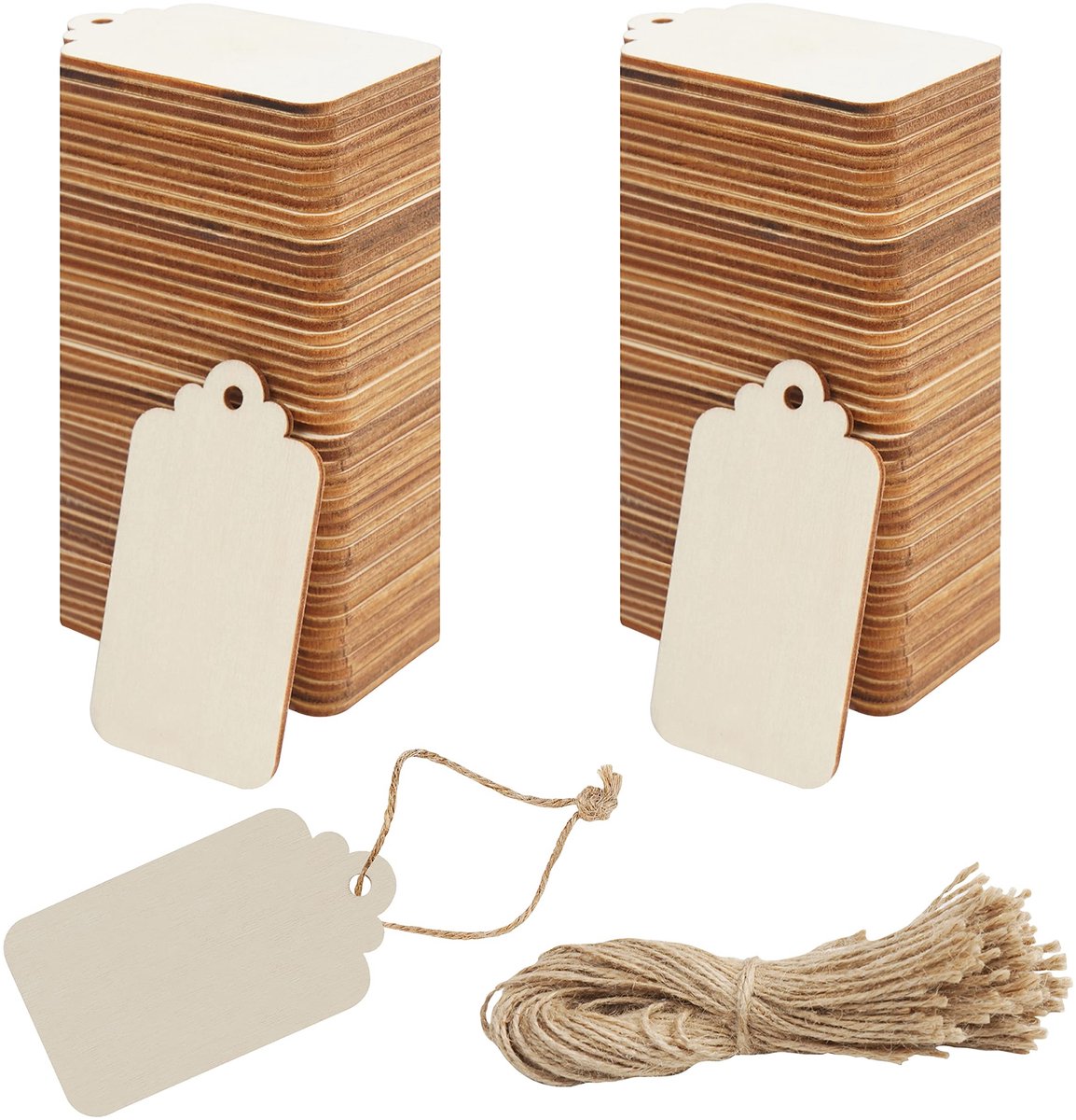 Dailygoods - Dailygoody - Onbewerkt Houten Blanke DIY Hobby Tags - Creatieve Labels - Natuurlijke look - Perfect voor Geschenken - 100 Stuks - Ideaal voor Huwelijk