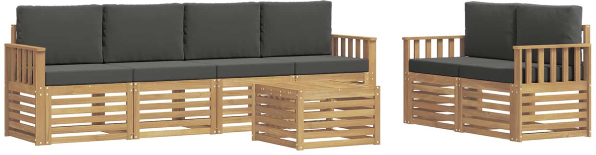 vidaXL Buiten - bank - set - 7 - st - 6-zits - Wit - en - antracietkleurig - Polyester Wit en antracietkleurig