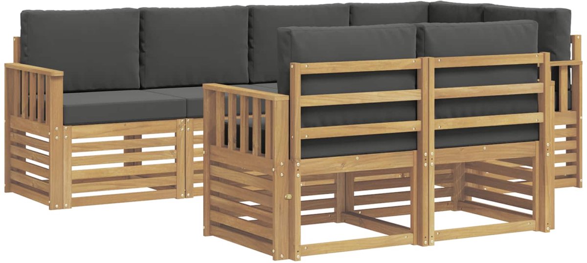 vidaXL Buiten - bank - set - 7 - st - 7-zits - Wit - en - antracietkleurig - Polyester Wit en antracietkleurig