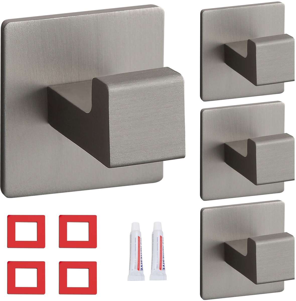 Dailygoody - Zelfklevende haken - Plakhaken voor badkamer - Zwart - Wandhaken voor keuken - 4 stuks voor jassen en handdoeken