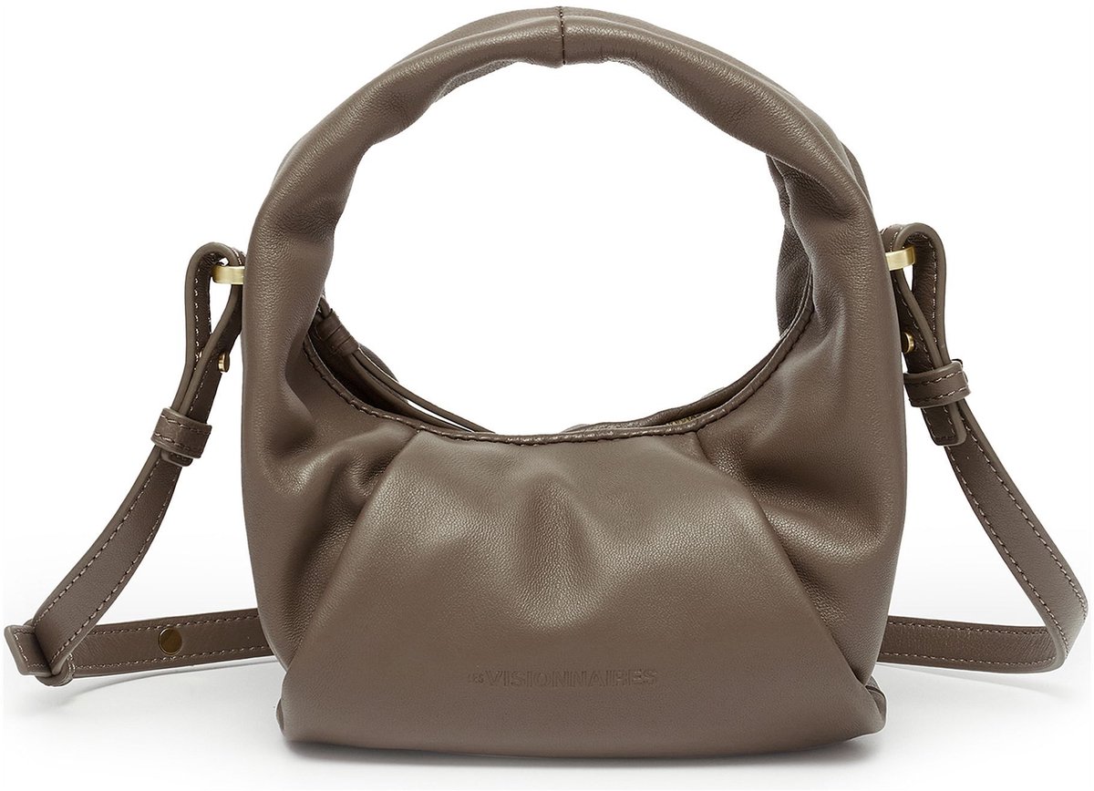 LES VISIONNAIRES Greta Mini Essential Handtas Leder 23 cm - Dames - taupe brown