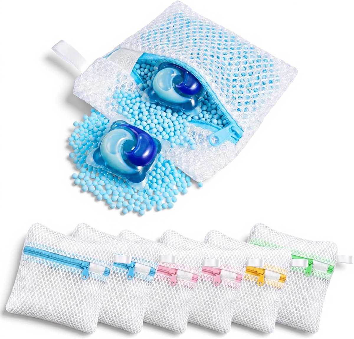 6 stuks duurzame wasmachinezakken voor sokken, ondergoed en delicate kleding met honingraatstructuur