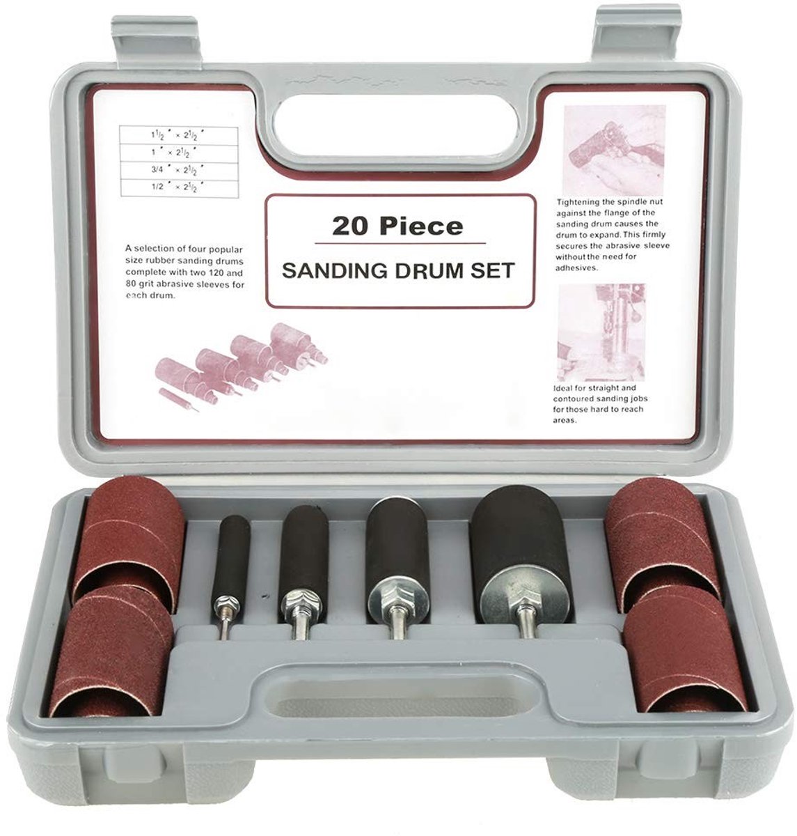 Dailygoody - Power Drum Sanders Set - 20-delig - Compleet Gereedschap voor Houtbewerking - Precisie Schuren - Hoogwaardig Schuurmateriaal - Ideaal voo.