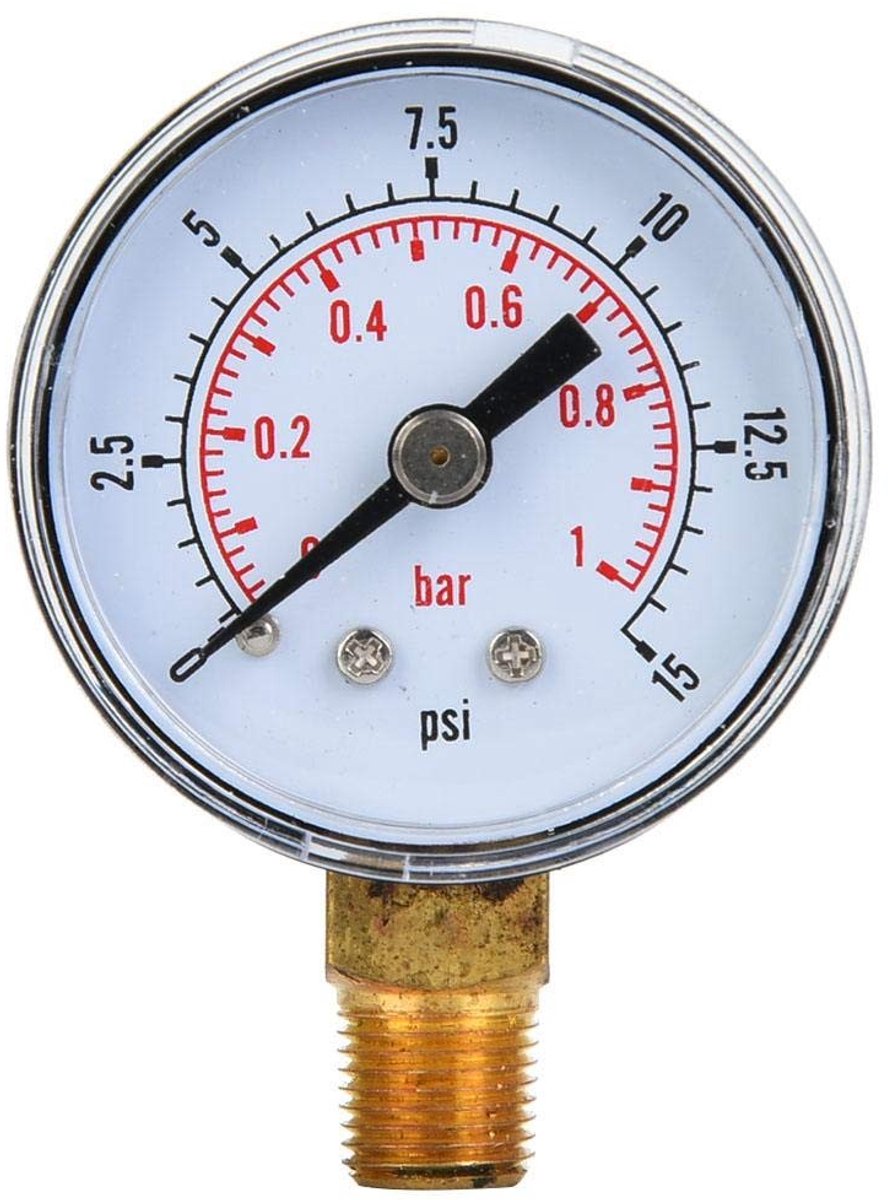 Dailygoody - Mechanische Drukmeter - 1/8" Manometer - Nauwkeurige Drukmeting - 0-15psi - Geschikt voor Lucht en Water - Duurzaam en Betrouwbaar