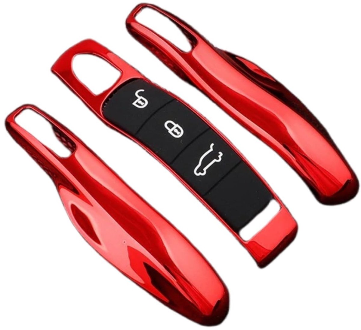Dailygoods - Dailygoody - Auto afstandsbediening sleutel etui hoes - Bescherming voor autosleutel - Rood - Krasbestendig - Geschikt voor Porsche modellen