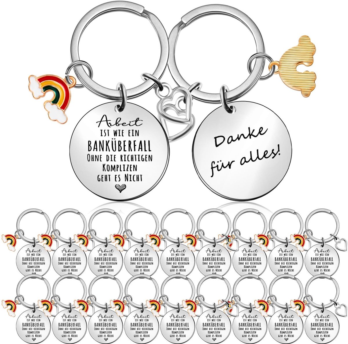 Dailygoods - Dailygoody - Sleutelhangers voor collega's - Bedankje - Uniek ontwerp - Afscheidscadeau - Werkverhouding - 20 stuks - Geschikt voor elke gelegenheid