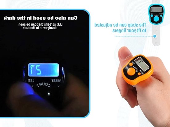Digitale LED Vinger Telmachine - 8 Stuks Mini Handtelapparaat voor Sport, Inventaris en Golftraining — afbeelding 3