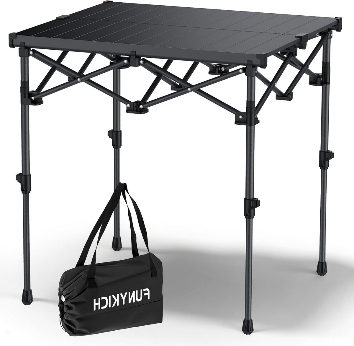 Opvouwbare Campingtafel 67x58cm van Aluminium, Draagbare Picknicktafel met 2 Verstelbare Hoogtes voor Barbecue, Tuinfeest en Strandgebruik
