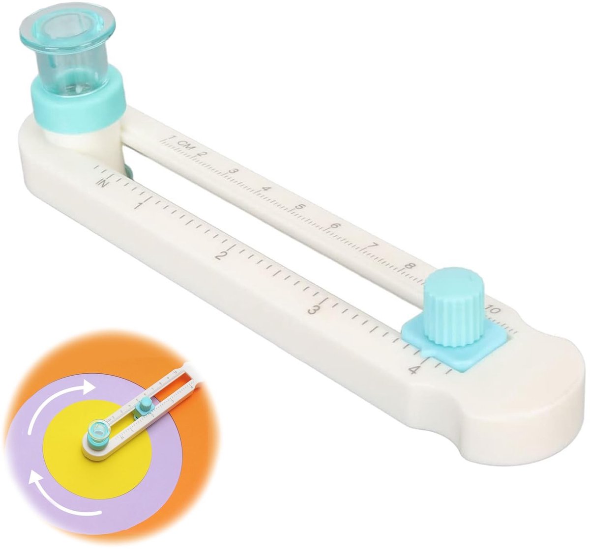 Dailygoods - Dailygoody - Roterende Cirkelsnijder - Verstelbare Rolsnijder - Eenvoudig in te stellen - Knutselsnijgereedschap - Geschikt voor papier - Model Y