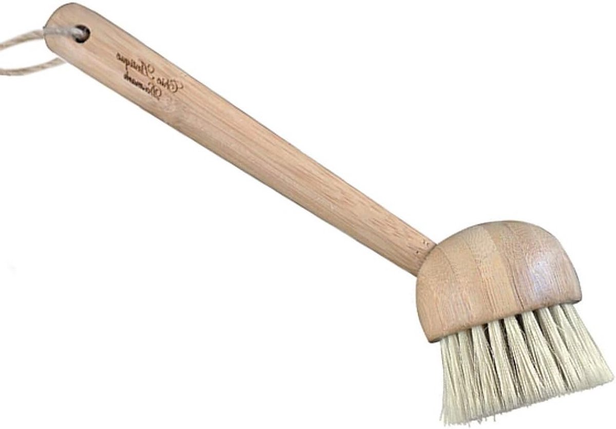 Natuurlijke Bamboe Afwasborstel met Groentvezel Borstelkop voor Keuken en Tuinonderhoud
