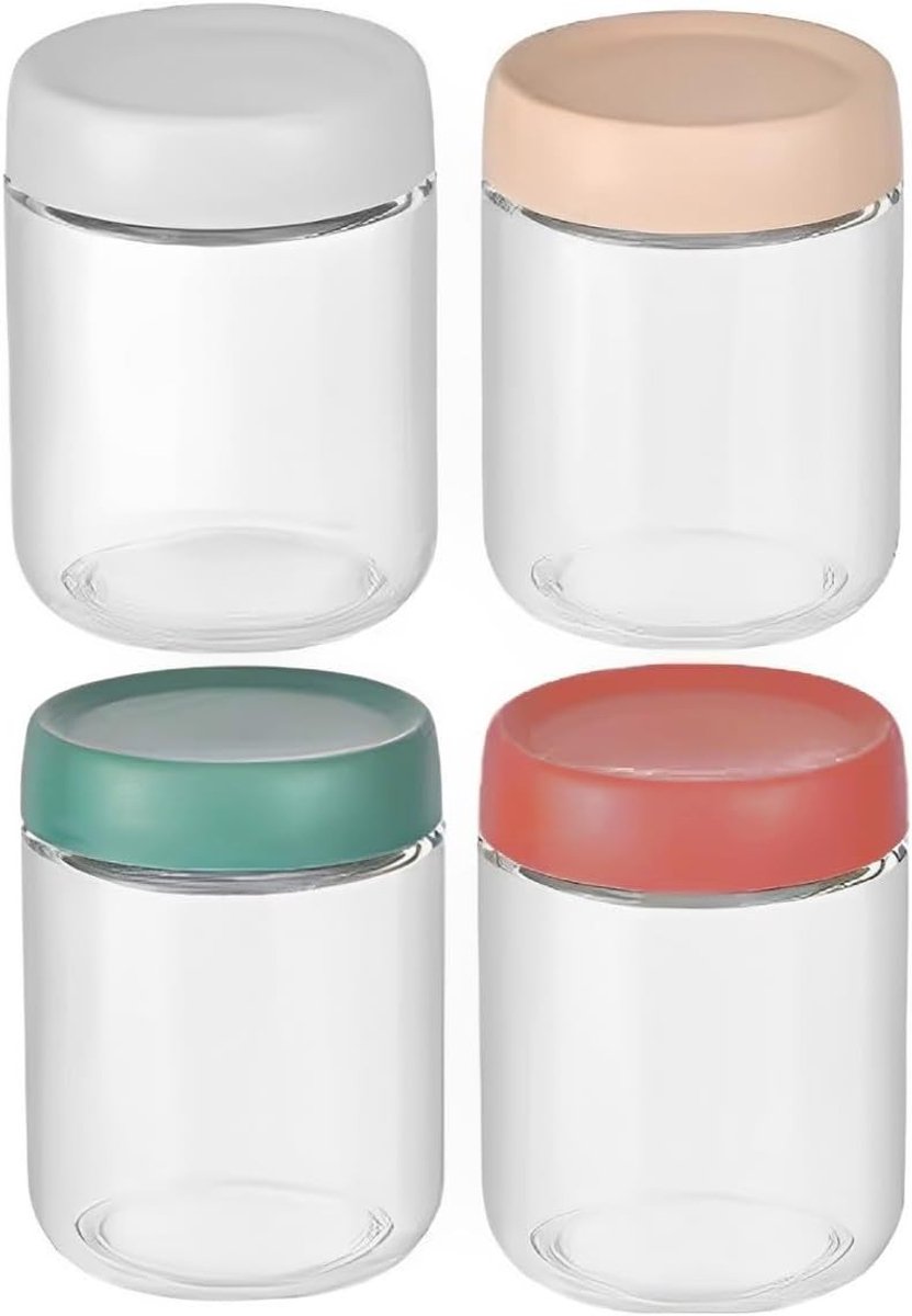 Set van 4 herbruikbare wijde mond glazen potten van 475 ml met schroefdeksels voor het bewaren van voedsel, jam, en DIY-projecten