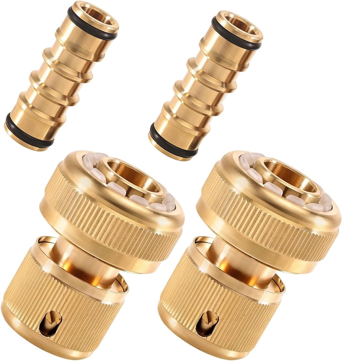 3/4 inch snelkoppeling set voor tuinslangen - messing tuinslangadapter, twee-weg verbindingen, ideaal voor tuin en buitengebruik