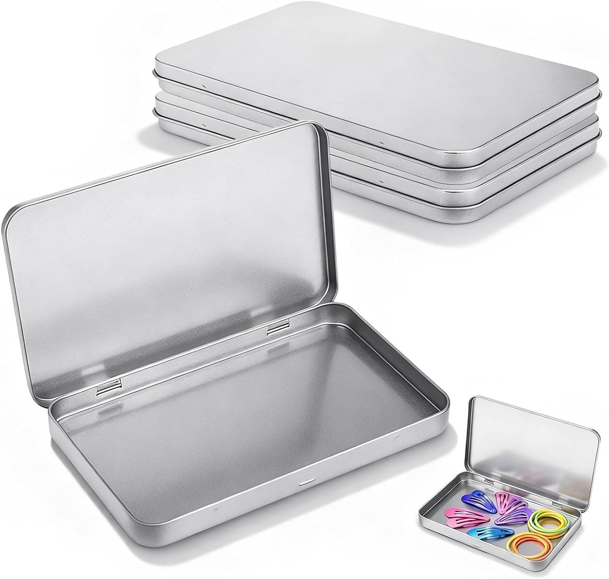 Set van 3 metalen opbergdozen met deksel, rechthoekig, 17.7x11x1.5cm, ideaal voor sieraden en kleine spulletjes thuis