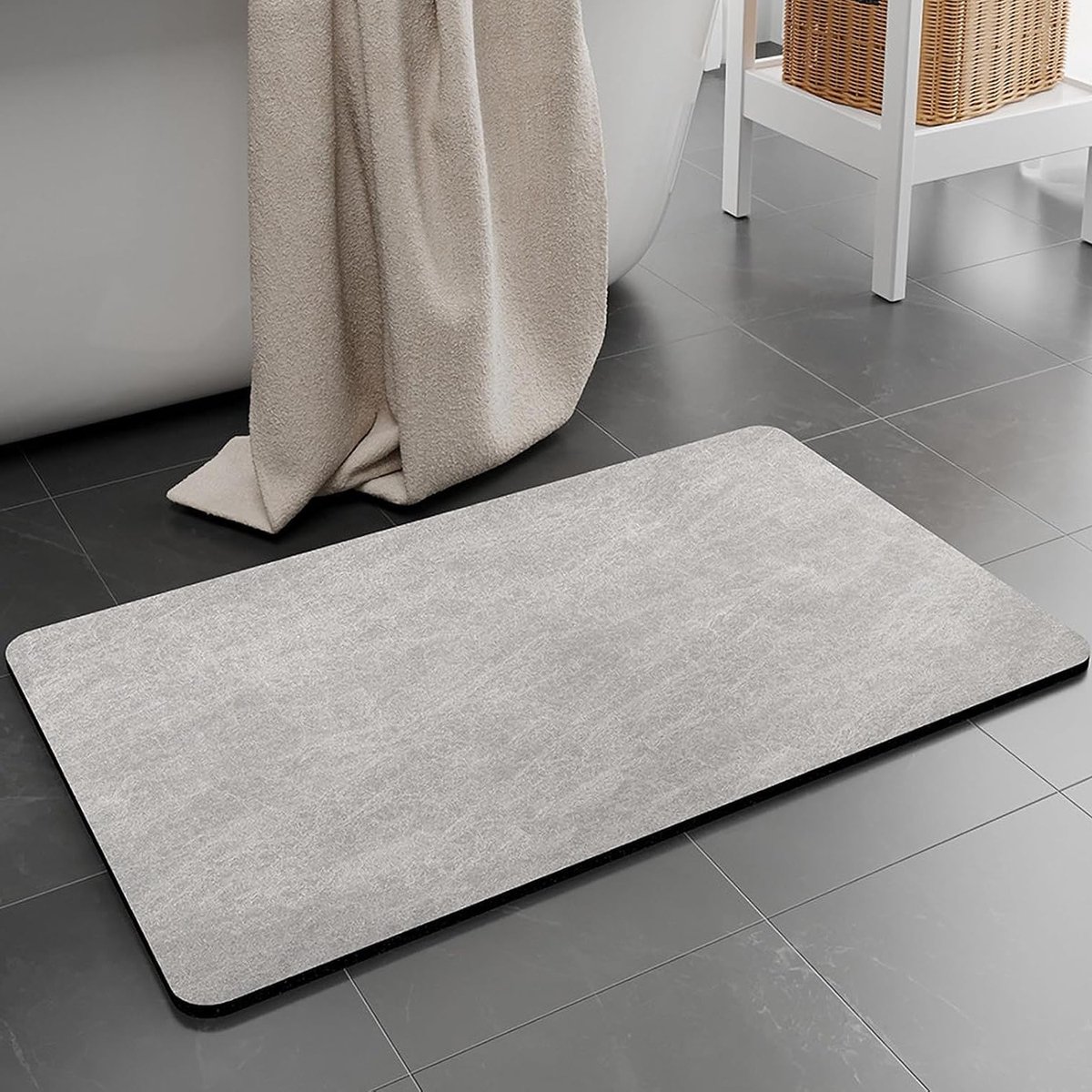 Super Absorbente Badmat 50 x 80 cm, Antislip en Wasbaar, Sneldrogende Douchematt voor Badkamer en Toilet, Grijs