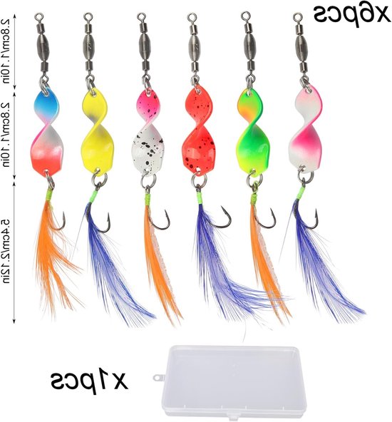 6-delige Lepelset voor Forel met Rolling Swivels en Flitsende Lichten - Duurzaam Vissen Aas voor Baars, Zalm, Snoek en Krabben — afbeelding 5