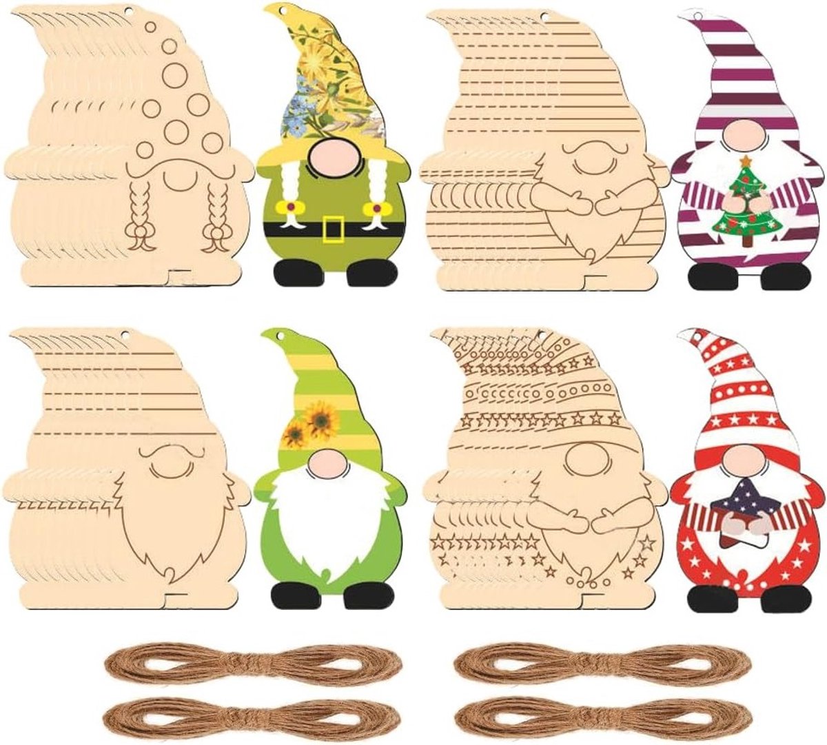 40 Stuks DIY Kerstdecoratie Hout, Kersthangertjes, Cadeauhangertjes, Sneeuwvlokken, Hout voor Schilderen en Ambachten, Kerstboomdecoratie