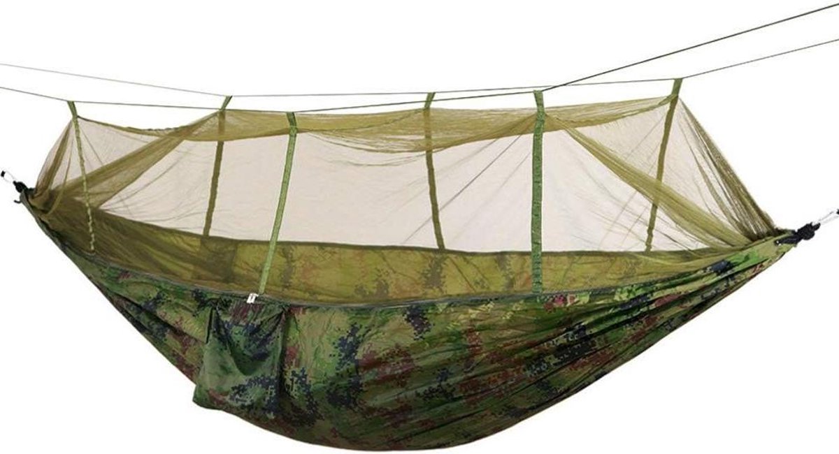 Kampeerhangmat Klamboe - Tent Hangmat - Buiten Kamperen - Lichtgewicht Compact - 300 x 290 cm - Camouflage