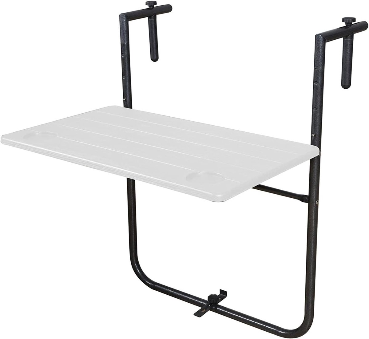 Balkontafel Klapbaar - Terrastafel Hangend - Buiten Zitten - In Hoogte Verstelbaar - 36 x 60 cm - Wit