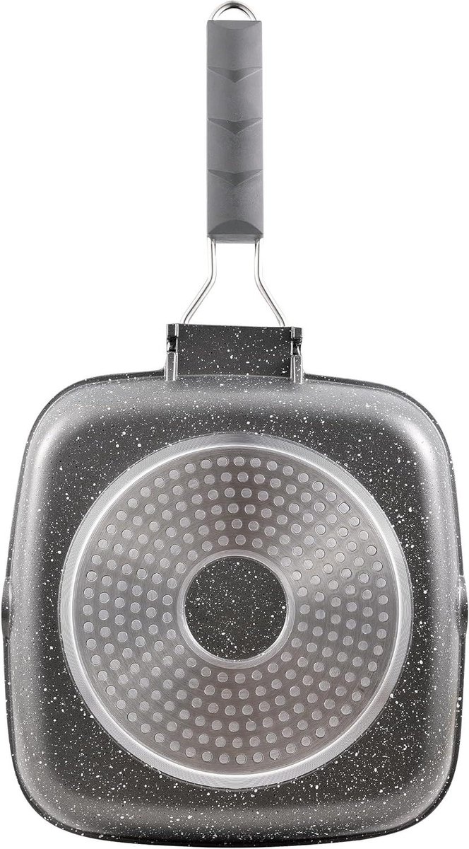 Koekenpan - Braadpan - Koken op inductie - Gegoten aluminium - 24 x 24 x 37 cm - Grijs