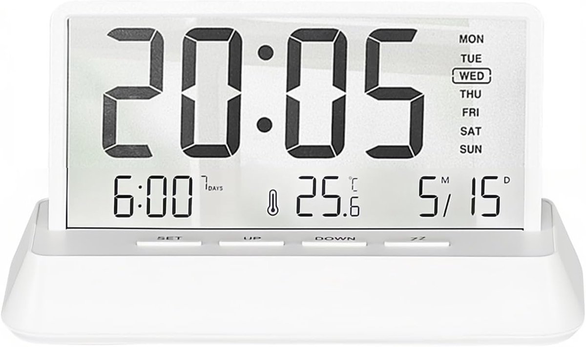 carmdering - Digitale Wekker - Transparante LCD Klok - Elektronische Tafelklok - 3 Alarminstellingen - Snoozefunctie - Transparant Materiaal - Modern Design - Duidelijke Zichtbaarheid - 1 Stuk