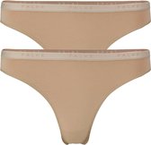 Twee beige Falke slipjes met een katoenen band met logo.