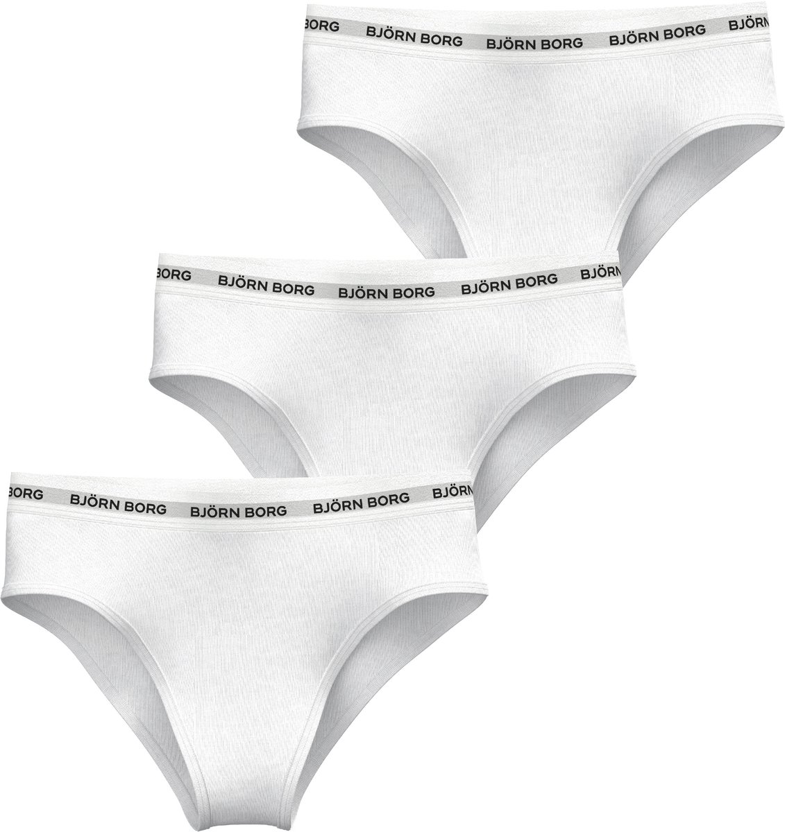 Björn Borg dames Logo Highwaist Briefs - slip hoge taille (3-pack) - wit - wit - wit