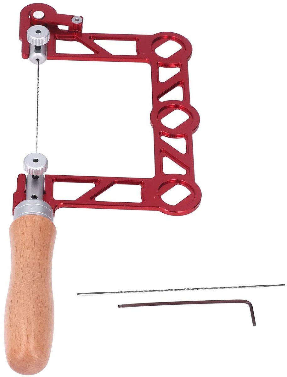 Allecto - Precisie figuurzaag - Houtbewerking - Handig snelspanmechanisme - Rood - Modelbouw - Ideaal voor sieraden - Geschikt voor hout en metaal ...