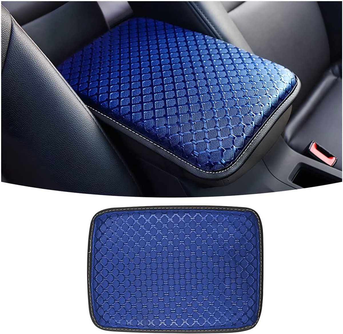 Allecto - Universele Middenconsole - Leren Kussen - Waterdicht en Comfortabel - Blauw - Stoelbescherming - Auto Interieur - Geschikt voor Voertuigen