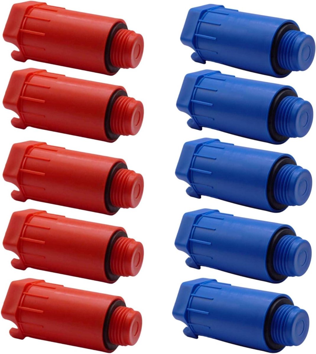 Bouwpluggen - Leidingpluggen - Leidingen Afdoppen - Met Afdichtingsringen - 10 stuks - Blauw Rood