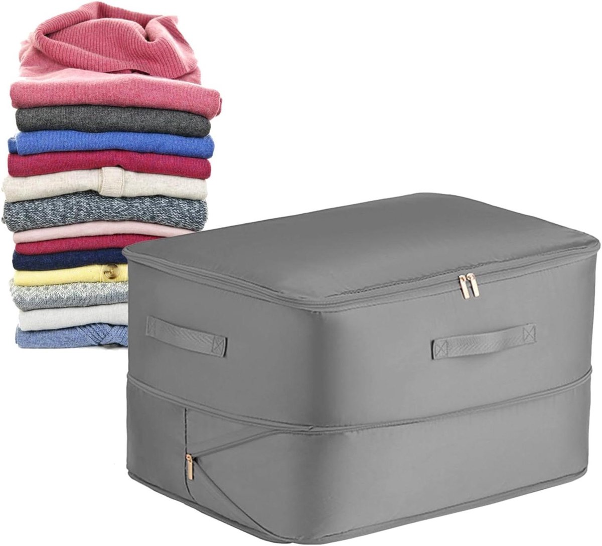 Compressie Organizer - Opbergtas Dekens - Ruimte Besparen - Zelfcompressie - Rechthoekig - Grijs