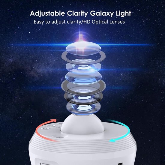 Sterprojector Nachtlampje - Galaxy Lamp Sterrenhemel - Slaapkamer Decoratie - 13 Verwisselbare Thema's - 360 Graden Rotatie - Wit — afbeelding 5