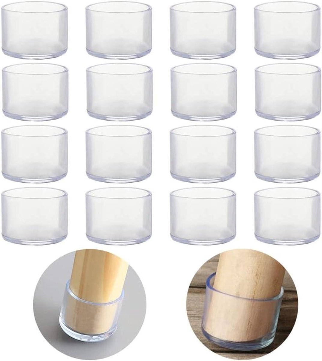 Stoelpootbeschermers - Meubelvoetjes Vloerbeschermers - Krassen Voorkomen - Zonder Lijm - 32 mm - Transparant