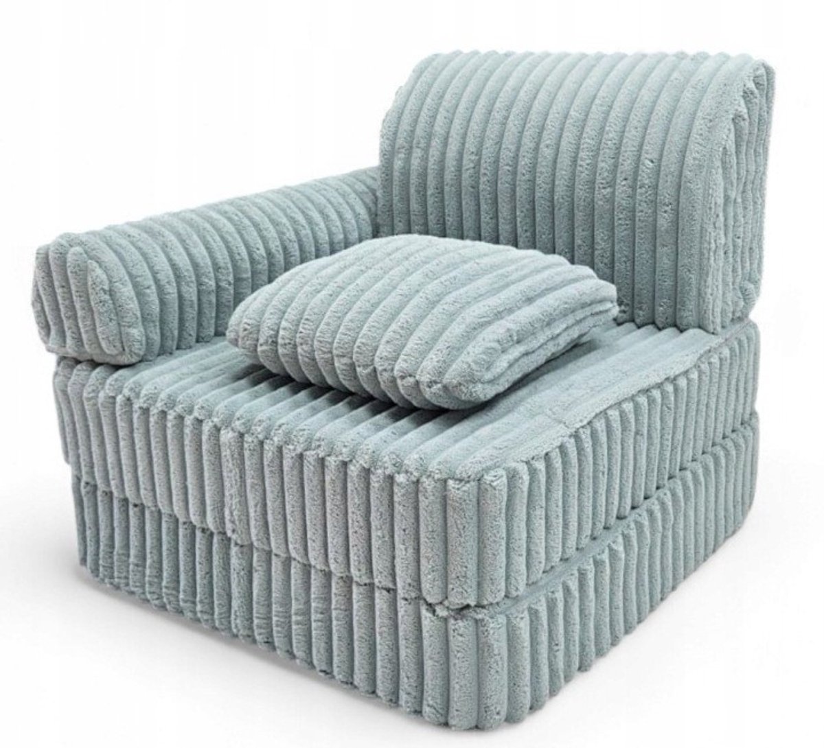 Modulaire Slaapbank voor Kinderen Turquoise ribfluweel – Uitklapbare Kinderbank van Zacht Schuim – Kindersofa, Kinderfauteuil en Matras voor Kinderkamer