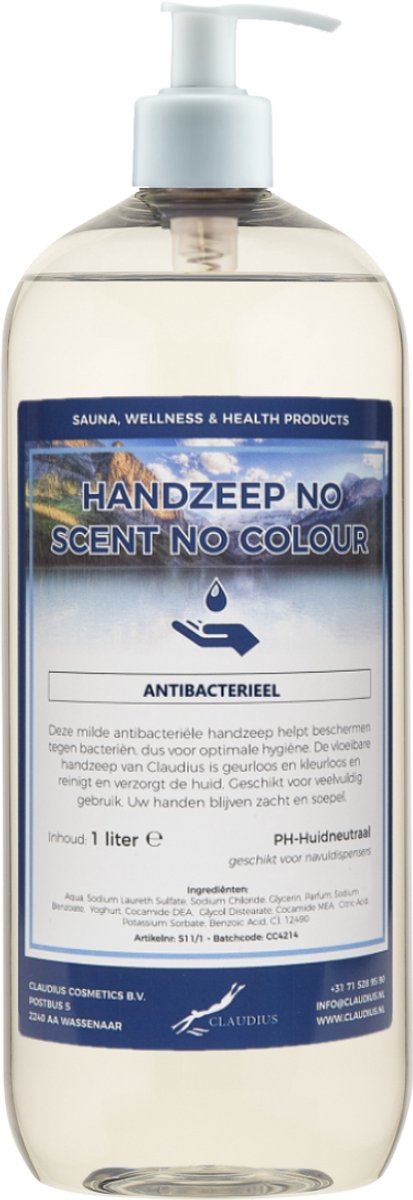 Handzeep No Scent No Colour 1 liter - met gratis pomp