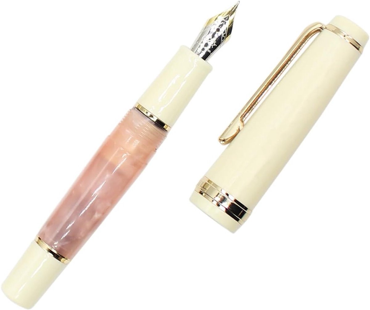Elegante Mini Fountain Pen met Gouden Accenten, Acryl Pocket Pen in Roze, Fijne Nib (0.5mm) voor Precisie en Stijl