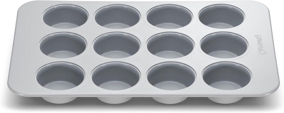 Keramische Muffinpan - Cupcakeblik Bakvorm - Bakken van Muffins - Niet-giftige Antiaanbaklaag - 12 Koppen - Grijs
