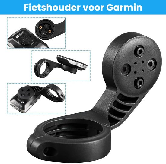 Zwarte fietshouder voor Garmin fietscomputer met houder.