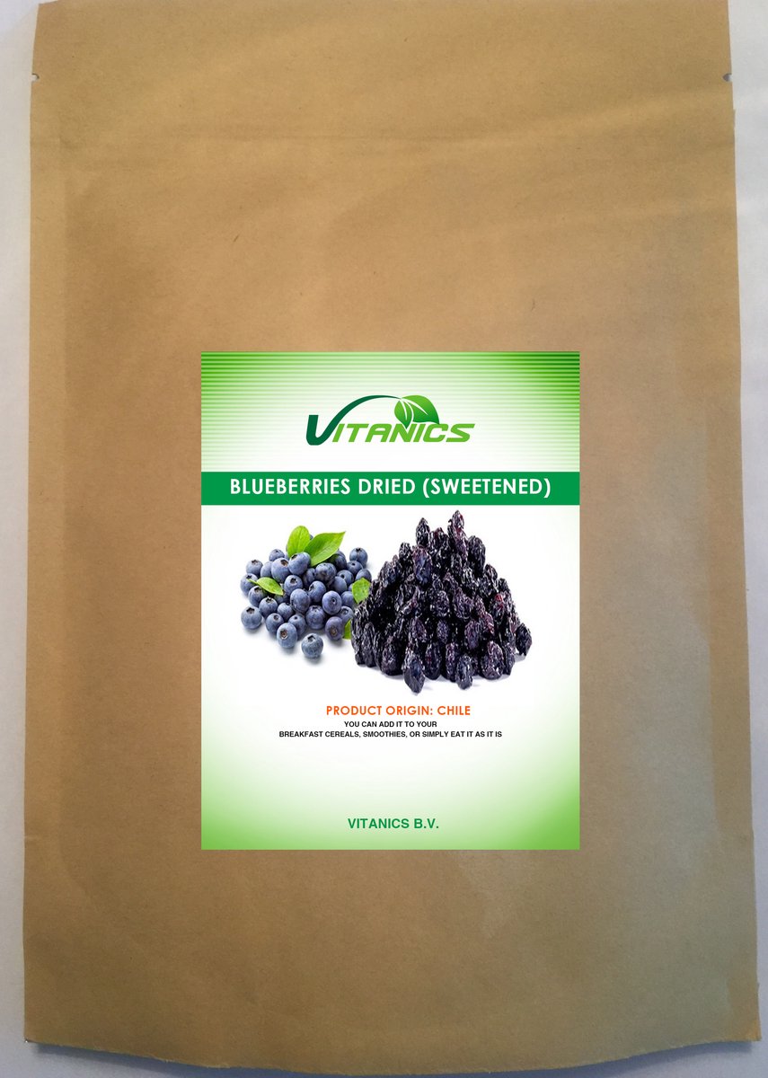 Blauwe Bessen Gedroogd En Doordrenkt Met Appelsap (Blueberries Dried & Infused With Apple Juice) 500g
