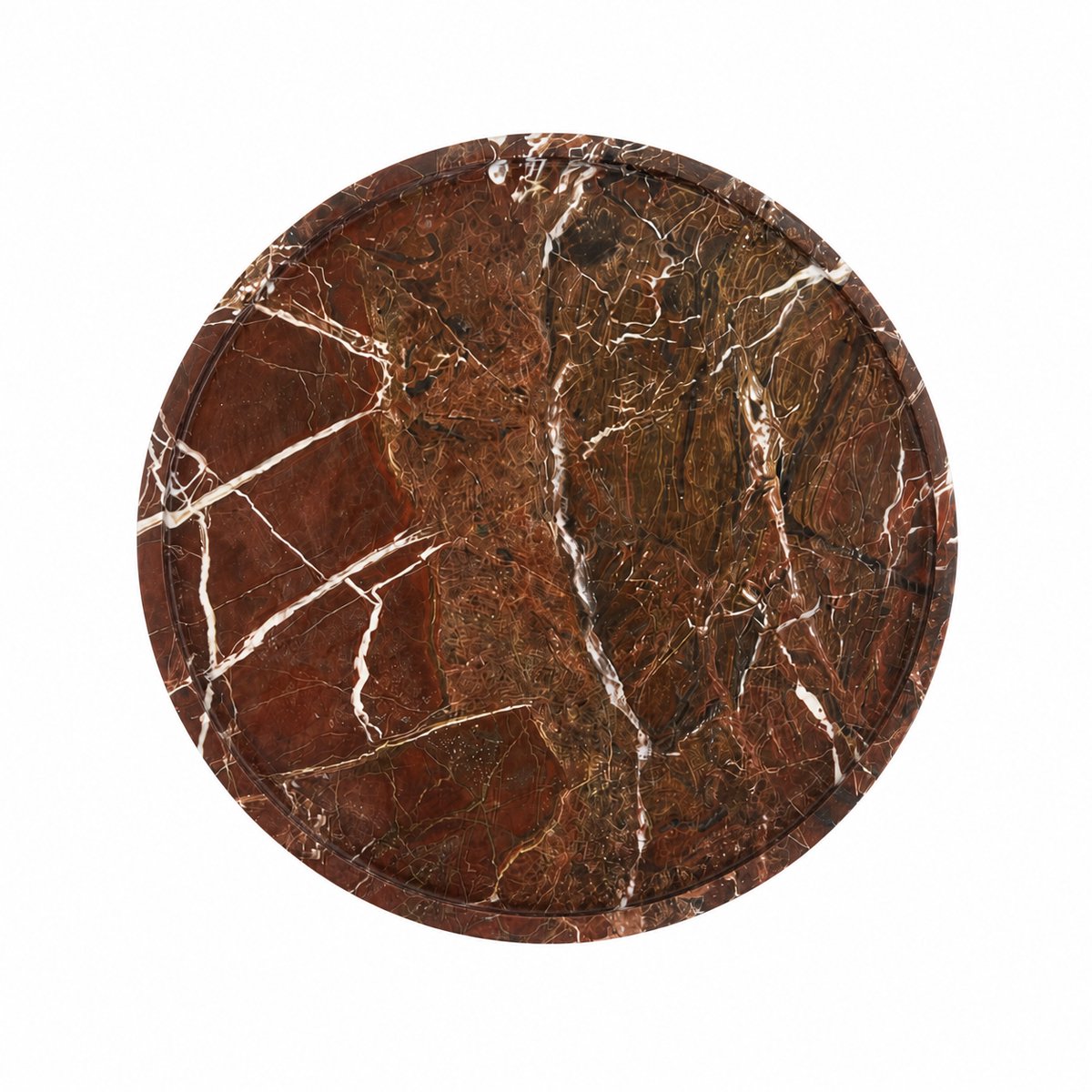 Marmoree - Marmer - Marmeren Tray - Dienblad - Rond - Natuursteen - Bordeaux - 30cm - H1,5cm