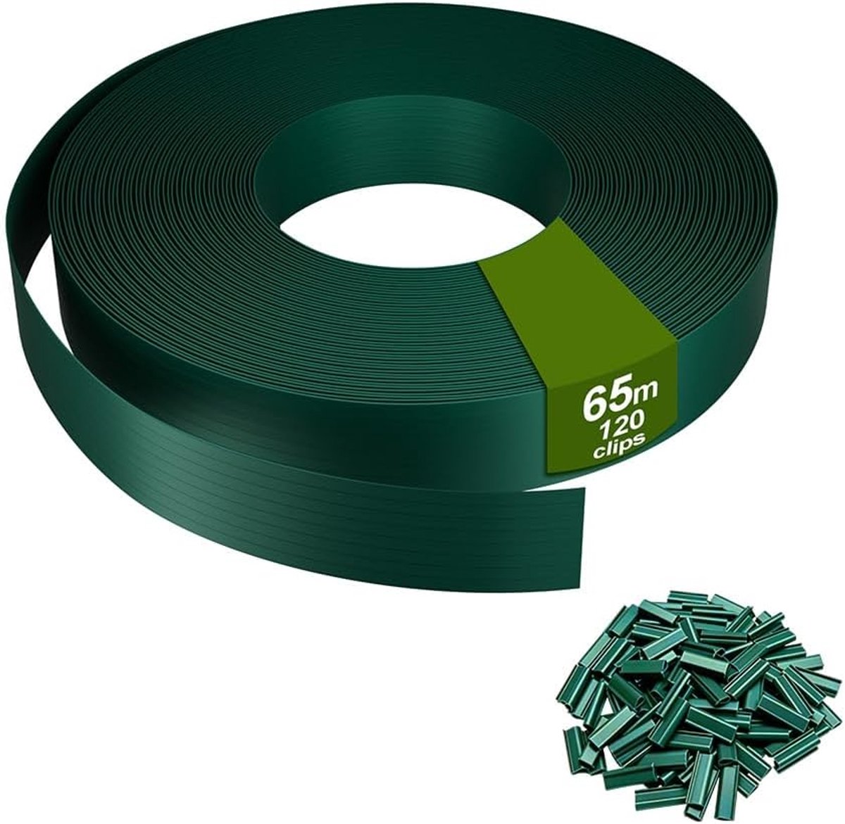 Aufun privacyrol voor dubbelstaafmat hekwerk – 65 m x 5 cm, PVC, UV-bestendig, inclusief 130 bevestigingsclips, windscherm voor tuin, balkon of terras, groen