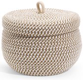 Allecto - Opbergmand - Katoenen Touw - Handgemaakt en Uniek - 21x21x17 cm - Lichtgewicht en Praktisch - Geschikt voor Bureau en Badkamer - Beige