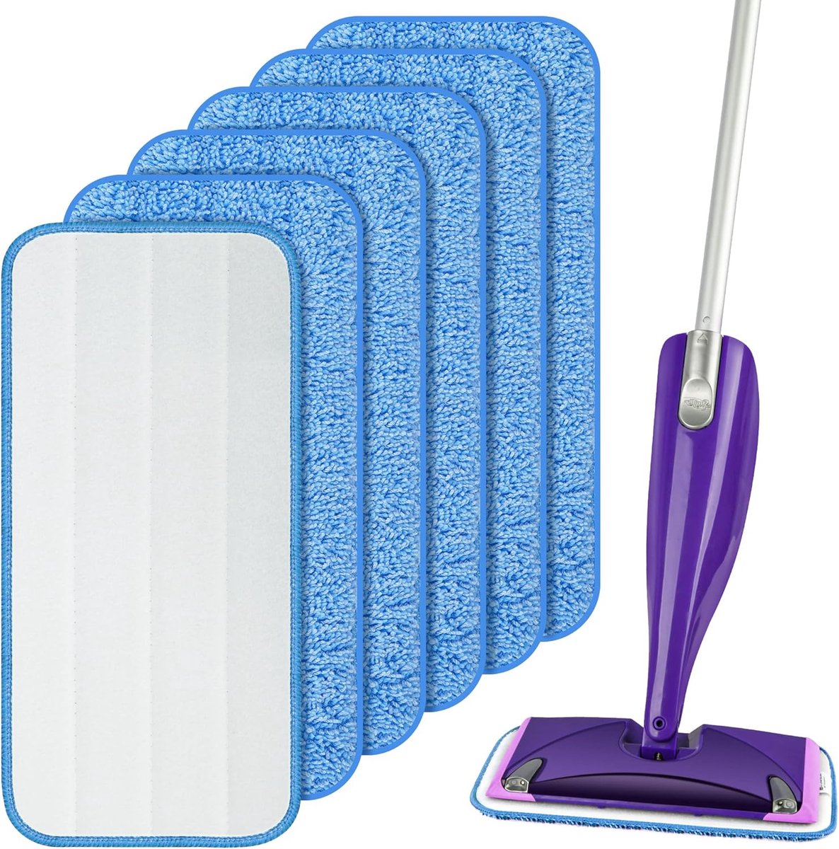 6 stuks Herbruikbare dweilpads voor Swiffer WetJet - microvezel dweilpads - 30*14 cm - Blauw